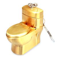 Carise Mini Creative Butane Lighter Cute Simulation Flush Toilet Model Fire Starter Keychain Ring Collection Prank Toy