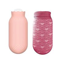 Milla Youpin Microwave Heating Bottle Environmental Silicone Transparent Hot Water Bag with Knit Cover, Hot & Cold Therapies - Gift for Birthday, Christmas, Valentine's Day, Gift Exchange Party(Large)