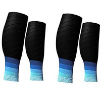 (2 Pairs) Compression Calf Sleeves Men & Women (20-30mmhg) - Best Footless Compression Socks Shin Splints, Running, Leg Pain, Nurses & Maternity Pregnancy - Increase Blood Circulation (Black & Blue)