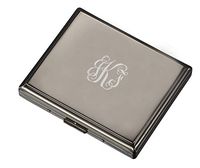 Personalized Visol Gunmetal Double Sided Travel Cigarette Case with Free Laser Engraving (Vine Monogram)