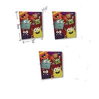 Monster Gift Bags - Set of 3 Premium Quality Gift Bag Sets Glitter Detail Inside Print Plus Gift Tag (Monster Party Fun, 3 Jumbo)