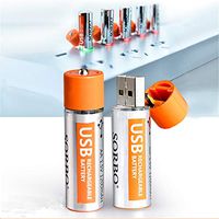 HEASEN Rechargeable Lipo Battery 2PCS SORBO 1.5V 1200mAh USB Rechargeable 1 Hour Quick Charging AA Li-po Battery