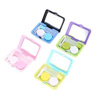 SUPVOX 4Pcs Contact Lens Travel Kit Portable Contact Lenses Holder Tweezers Suction Stick Bottle Storage Box with Mirror (Purple Black Blue Pink)