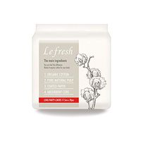Lefresh Certified Organic Cotton - Lefresh Pure Natural Breathable Freshness Daily Panty-Liners, Hypoallergenic 6.8" (17.5cm), 20pcs, 4 Packs, Count 80