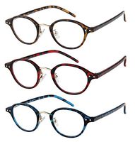 Reading Glasses 3 Pack Fashion Comfort Spring Hinge Readers for Men and Women +1.75