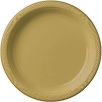 Bulk Round Plastic Plates | 50ct (7 inch, Gold)