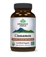 ORGANIC INDIA Cinnamon Supplement, Nutritional Supplement for Blood Sugar Metabolism Support, 180 Veg Caps