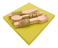 Green Gaia Wooden Disposable Cutlery Set- 200pc Of Eco-Friendly, Biodegradable & Compostable Flatware| 100 Forks, 50 Spoons, 50 Knives| Great For Parties, Picnics, Camping| Premium Utensils