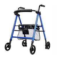 Aluminum Rollator Walker with Seat, Folding Mobility Rolling Walker has 6 inch Wheels, Blue