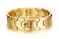 MPRAINBOW Cross Prayer Jesus Faith Bible Bracelet Magnetic Healing Therapy Chunky Wristband Bracelet for Men,21cm+Length Removel Tool