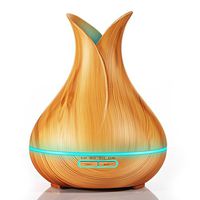 Auwer- 400ml Aroma Essential Oil Diffuser Ultrasonic Air Humidifier with Wood Grain 7 Color Changing LED Lights for Office Home Spa Yoga (Light Wood Grain)
