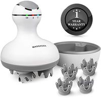 Electric Scalp Head Massager, Waterproof Rechargeable Massager with 4 Heads 84 Nodes for Hair Growth and Stress Release, Scalp Massage and Head Scratch, Extra 4 Replacement Massage Heads