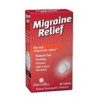 NatraBio Migraine Relief | May Help Temporarily Relieve Headache Pain, Light & Noise Sensitivity | Non-Drowsy Formula | 60 Quick-Dissolve Tablets