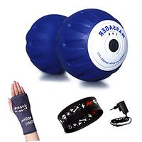 PUTAOY, Electric Peanut Vibration Massage Ball Yoga, Quickly Relieve Muscle Soreness After Exercise, Help to Relax, Including, High-Grade Gloves, Sweat-Absorbent Hair Band, Black, Blue