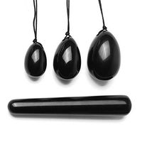 Yoni Eggs Massage Stones Stick,3pcs Natural Drilled Rose Crystal Quartz Jade Eggs and 1 pcs Massage Stick for Kegel Exercise Eggs Healing Stone to Train Pelvic Muscles