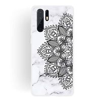 JUNXI Phone case Phone Cover Half Flower Frosted Matte Semi-Transparent TPU Marble Phone Case for Huawei P30 Pro Simple Shaped and Comfortable
