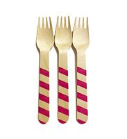 Perfect Stix Striped Forks 158 36-Purple Printed Wooden Forks with Purple Stripes Pattern, 6" (Pack of 36)