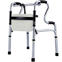 ECHOV Walking Mobility Aid Elderly Walking Walker Portable Folding Walker with Seat Armrest Can Bear 100kg with Seat (Color : Silver, Size : 74-92cm)