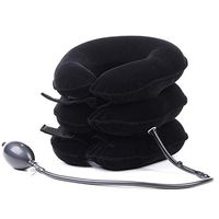 DXFK.AM Cervical Neck Traction ✮ Effective Neck Pain Remedy ✮ Inflatable & Adjustable Neck Stretcher Collar Device for Home Traction Spine Alignment (Black)