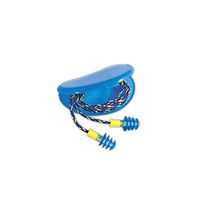 Honeywell FUS30S-HP Howard Leight Fusion Reusable Small Corded Earplugs ins in HearPack Storage Box, 100 Pairs, Small, Blue/Yellow (Pack of 100)