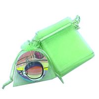 LYSXP 100pcs 5X7 Inches Christmas Drawstring Organza Gift Bag Pouches Drawstring Organza Jewelry Candy Pouch Party Wedding Favor Gift Bags (Light Green, 5"x7" (13x18cm))