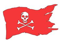 Home Grown Claremore Pirate Flag - Vinyl Decal Sticker - 5.5" Width X 3.5" Height | RED HGC1059