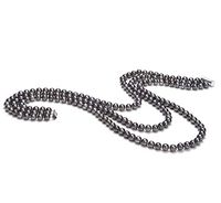 Aline Black 6-7mm Tripple Strand AA Quality Freshwater Cultured Pearl Necklace for Women-51 in Rope Length