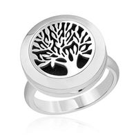 BESTTERN Essential Oil Diffuser Ring - 20mm Stainless Steel Aromatherapy Ring/Band with 8 Color Felt Pad, Oil Diffuser Jewelry for Women, Tree of Life (Size 8)
