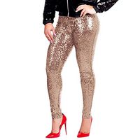 Jiayit Women's High Waist Pants Women Plus Size Shiny Sequin Slim Leggings Pants Ladies Sexy Party Carnival Dance Clubwear Trousers