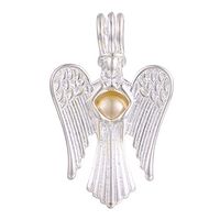 10pcs Silver Angel Locket Charms Pearl Cage Beads Cage Diffuser Locket Pendant Fragrance Jewelry Making-for Oyster Pearls, Essential Oil Diffuser, Fun Gifts (Angel)