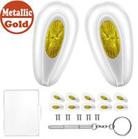 FSACLE Eyeglass Nose Pads,Upgraded Metal and Soft Silicone Air Chamber Eyeglasses Nose Pads,5 Pairs of Glasses Nose Pad Set with Repair Kit Screws and Micro Screwdriver(0.6 inch) (Gold Silicone)