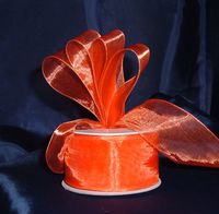Sheer Organza Ribbon Mono Edge - 1.5" - 25 Yards (75 FT) - Orange