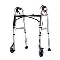 F&T Elderly Walker, Lightweight Aluminum Folding Height Adjustable, Limited Mobility Assist, Fracture Cane Chair Multifunction (Color : Silver)