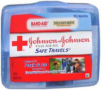 Johnson & Johnson Red Cross Safe Travels First Aid Kit 70 Items - 1 kit, Pack of 2