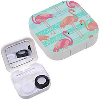 Portable Contact Lens Case Box Travel Kit Mirror + Bottle + Tweezers Container Holder [ Tropical Exotic Hawaiian ]