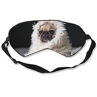 Funny Pug Sleep Mask Mulberry Silk Eye Masks Blinder with Adjustable Strap for Men Women
