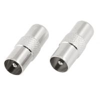 Water & Wood 2pcs Silver Tone PAL TV Male to Male M/M Jack Coax RF Connector