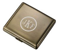 Personalized Visol Antique Brass Two Sided Cigarette Case with Free Laser Engraving (Roman Monogram)