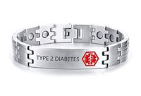 Free Engraving-Stainless Steel Magnetic Therapy Medical Alert ID Bracelets for Men