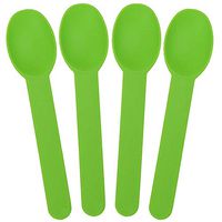 [50 Count] Green Heavy Duty Plastic Spoons - Disposable Frozen Yogurt Ice Cream Spoons - Frozen Dessert Supplies