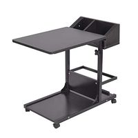 CHICTI Medical Bedside Table, Adjustable Steel Frame Laptop Stand Computer Desk, Bed Side Eating Tray Table for Home Office Mobile with Wheels