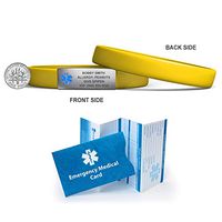 MedicBand Medical Alert ID Bracelet - Canary Yellow (sm). Free Engraving. 8 Vibrant Colors! Free Shipping.