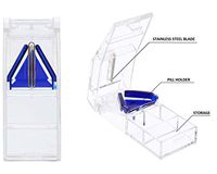 2 Pack Premium Portable Crystal Clear Pill Cutter for Small or Large Pills with Two Storage Compartments