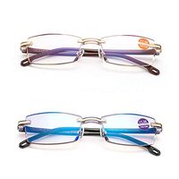 KoKoBin Blue Light Blocking Men - 2 Pair Computer Reading Glasses Rimless Readers Lightweight Anti Eyestrain, 2.50 Strength