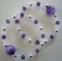 Queasy Beads® ~ Two (2) Authentic Stylish Motion Sickness Anti Nausea Acupressure Bracelets in Amethyst & Crystals ~ Genuine, high Quality Amethyst Gemstones, Faceted Crystals & Sterling Silver Beads