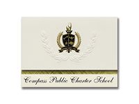Signature Announcements Compass Public Charter School (Meridian, ID) Graduation Announcements, Presidential style, Elite package of 25 with Gold & Black Metallic Foil seal