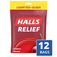 HALLS Cherry Flavor Cough DropsIncludes twelve 80 ct. bags of HALLS Cherry Flavor Cough Drops.