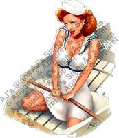 AJ's Signs & Apparel Sexy Navy Babe 5" Pinup pin up Girl Vinyl Sticker,Cars Trucks Vans Walls Laptop