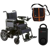 Drive Cirrus Plus EC Folding Power Wheelchair, 22" Seat & Free 130 dB Black Personal Safety Alarm/Siren! + Black Medical Utility Bag with Trim!