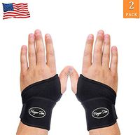 Wrist Brace Support Strap Band Pad Right Hand Left Value 2 Count, Elastic Compression for Men Women Gym Weight Lifting Tennis Bowling Drawing Desk Computer Mouse Arthritis Carpal Tunnel (2 Count)